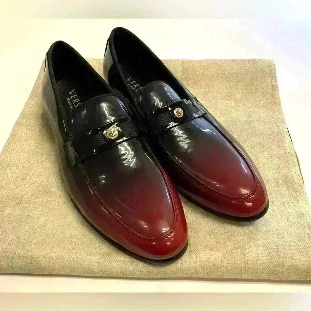 Versace Men's‎ Patent Leather Ombre Loafers Dress Shoes Made in Italy Size 44